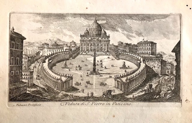 Montagu Dominique (attivo a Roma nella seconda metà  del XVIII Secolo) Veduta di S. Pietro in Vaticano 1770 Roma